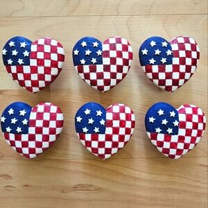 Napkin Holders Heart US Flag Patriotic Set of 6